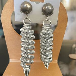 Spiral silver tone earrings
